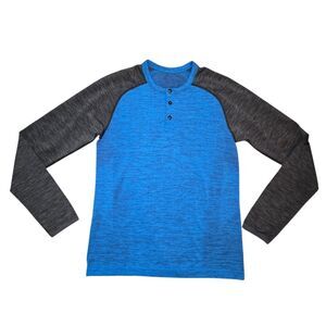 Men's Lululemon Metal Vent Tech Long Sleeve Henley - Blue/Black